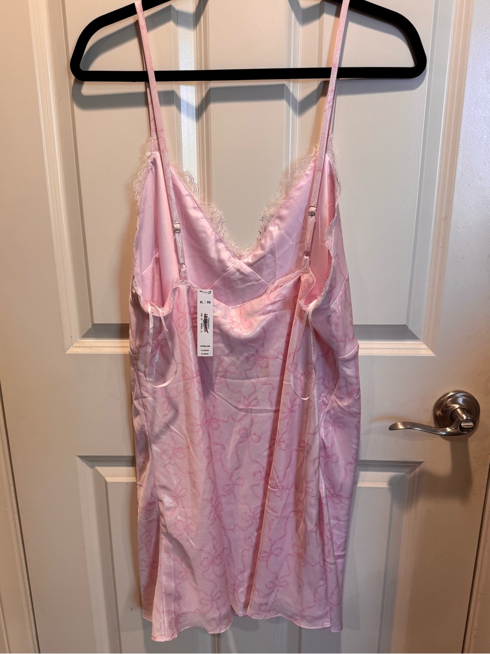 PINK Victoria's Secret Baby Pink Satin Lace-Trim Chemise - Picture 3 of 5